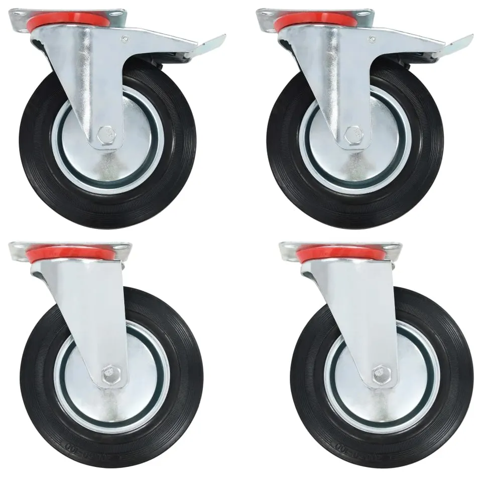 vidaXL Lenkrollen 4 Stk. 200 mm Gummi Möbelrollen Set