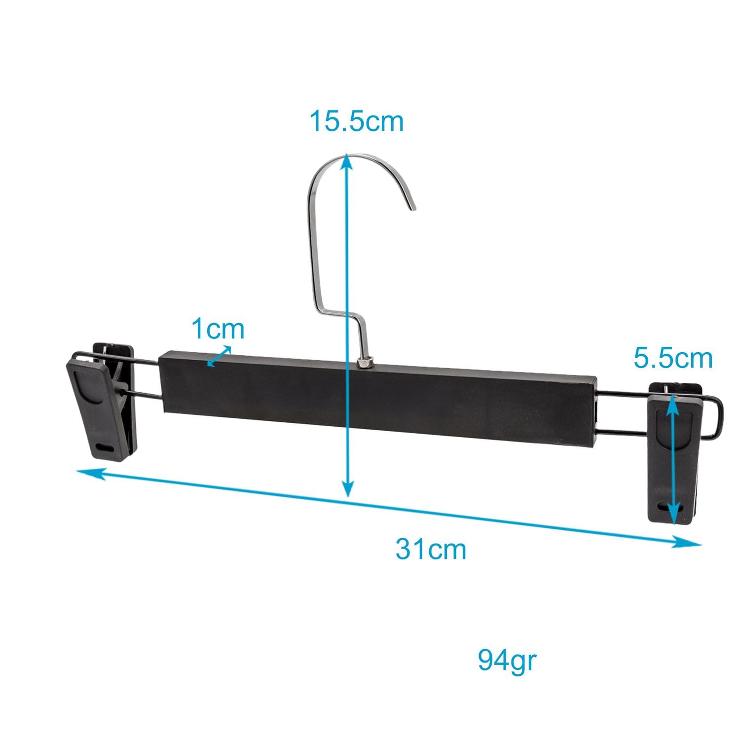 Intirilife Hosenbügel matt schwarz 10 Stück 32 cm