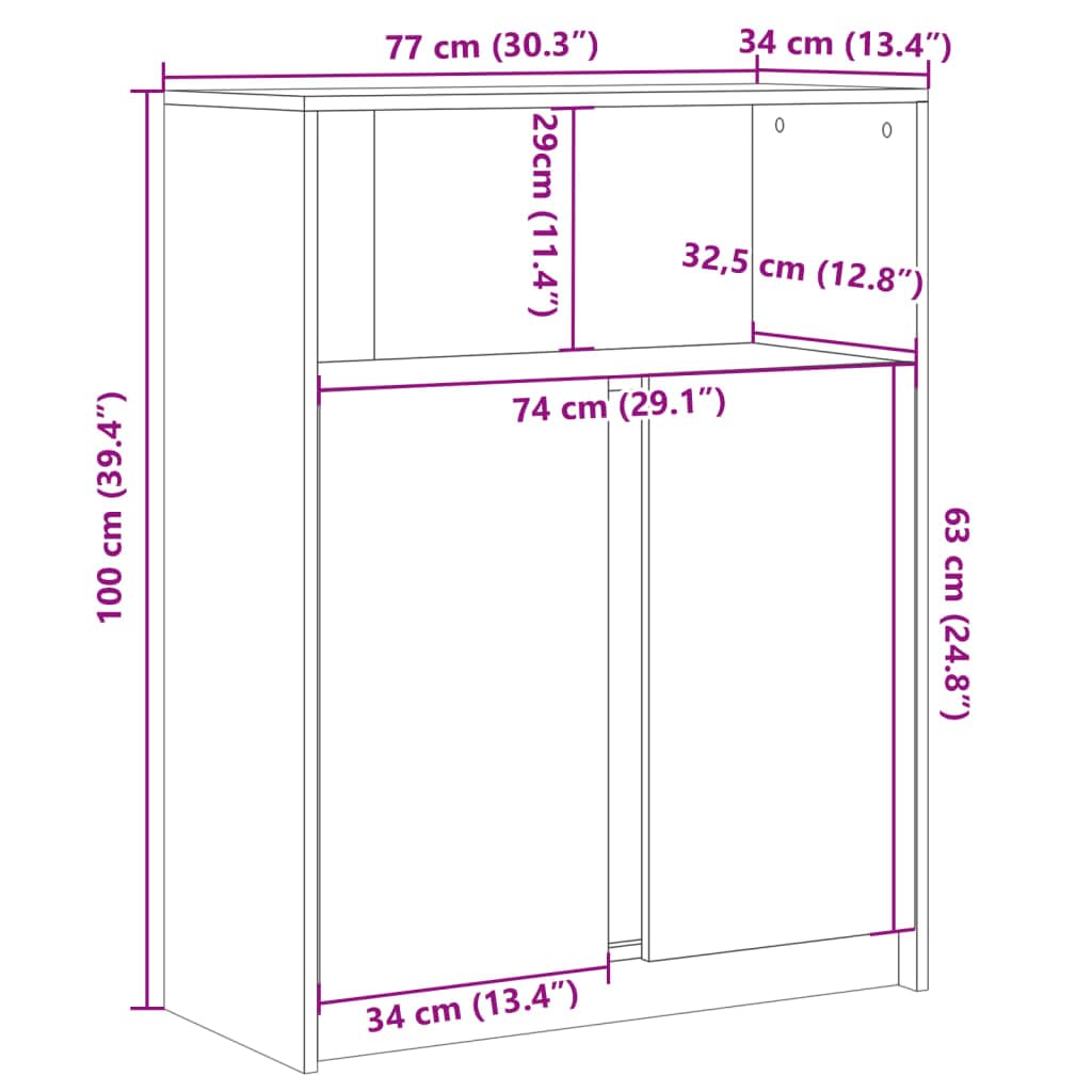 vidaXL LED-Sideboard Weiß 77x34x100 cm Holzwerkstoff RGB