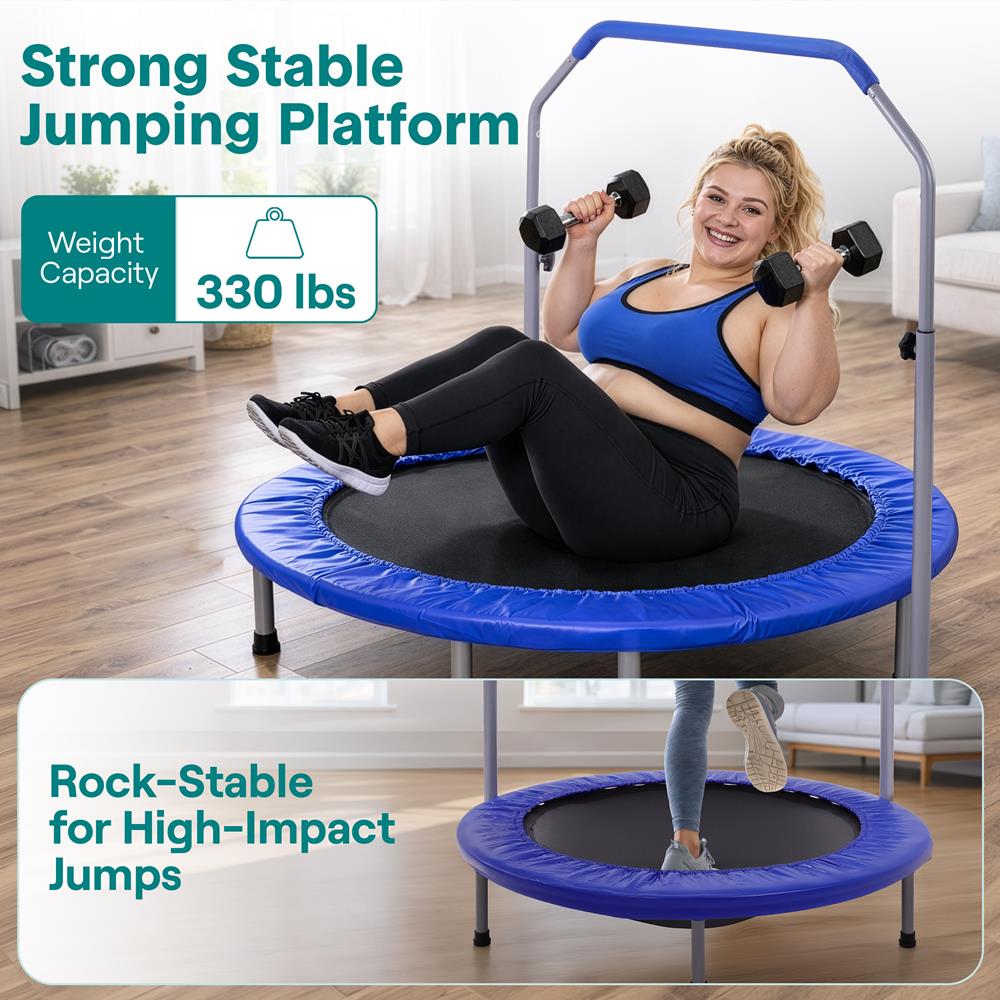 Serenelife Fitness Trampolin 40 Zoll Klappbar Dunkelblau