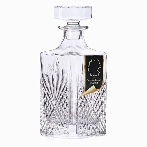 Intirilife Whisky Karaffe 800 ml Glaskaraffe mit Stopfen Schliff