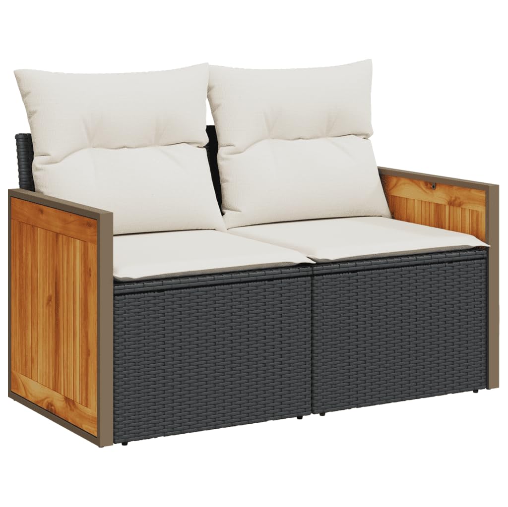 vidaXL Heim & Garten 11-TLG Garten-Sofagarnitur Schwarz Creme