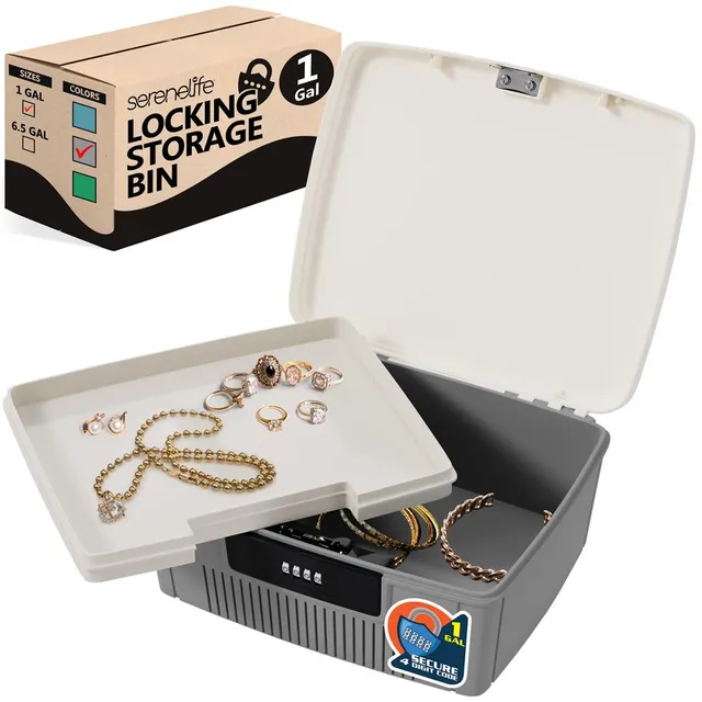 Serenelife Storage Aufbewahrungsbox Grau 4L Zahlenschloss