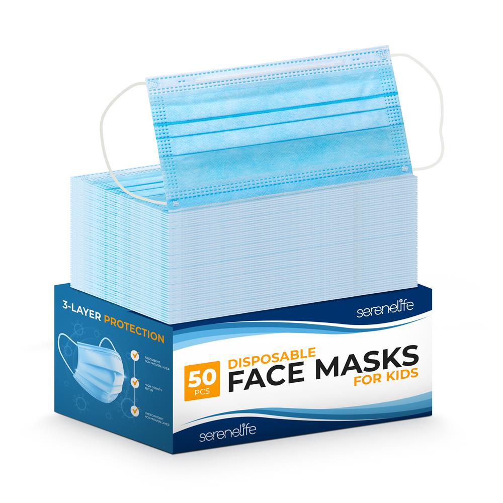 Serenelife Kindermasken 50er Pack blau 3-lagig Einweg