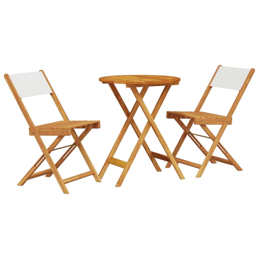 vidaXL Bistro-Set Cremeweiß 3-tlg Akazie klappbar