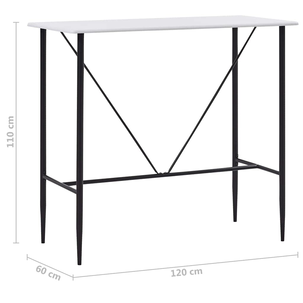 vidaXL Heim & Garten Bartisch 120x60x110cm Weiß MDF Stahl