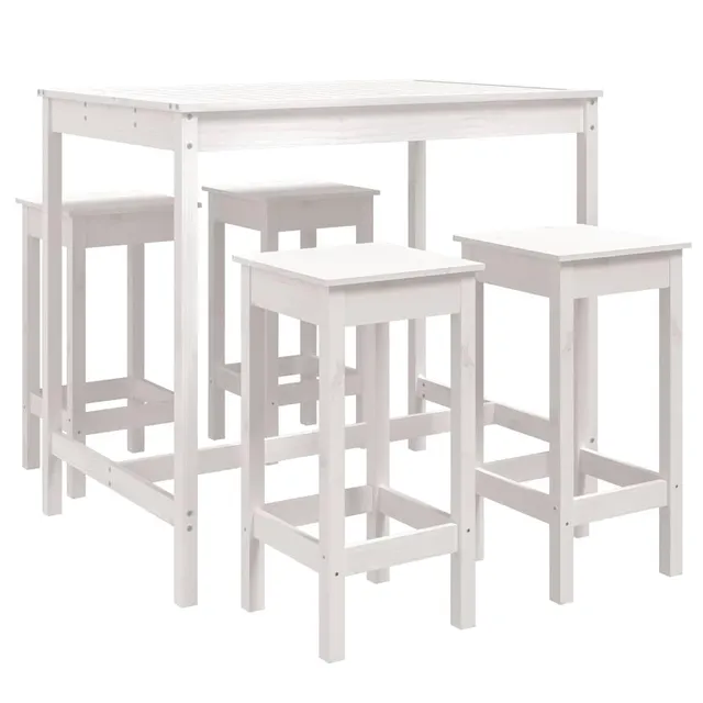 vidaXL 5-tlg. Gartenbar-Set Bartisch weiß ohne Lehne