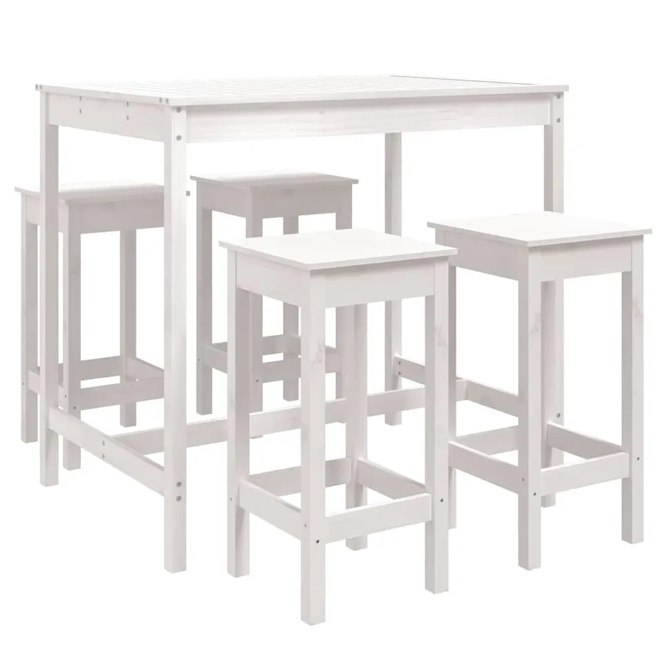 vidaXL 5-tlg. Gartenbar-Set Bartisch weiß ohne Lehne