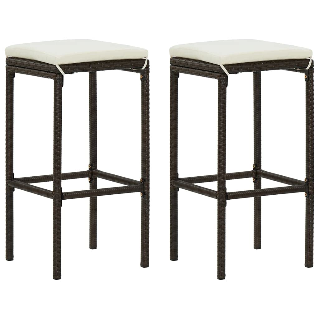 vidaXL Gartenbar-Set 3-TLG. Rattan Braun 2 Hocker Tisch