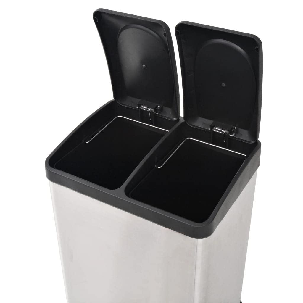 vidaXL Treteimer Edelstahl 36L 2x18L Mülltrennung matt