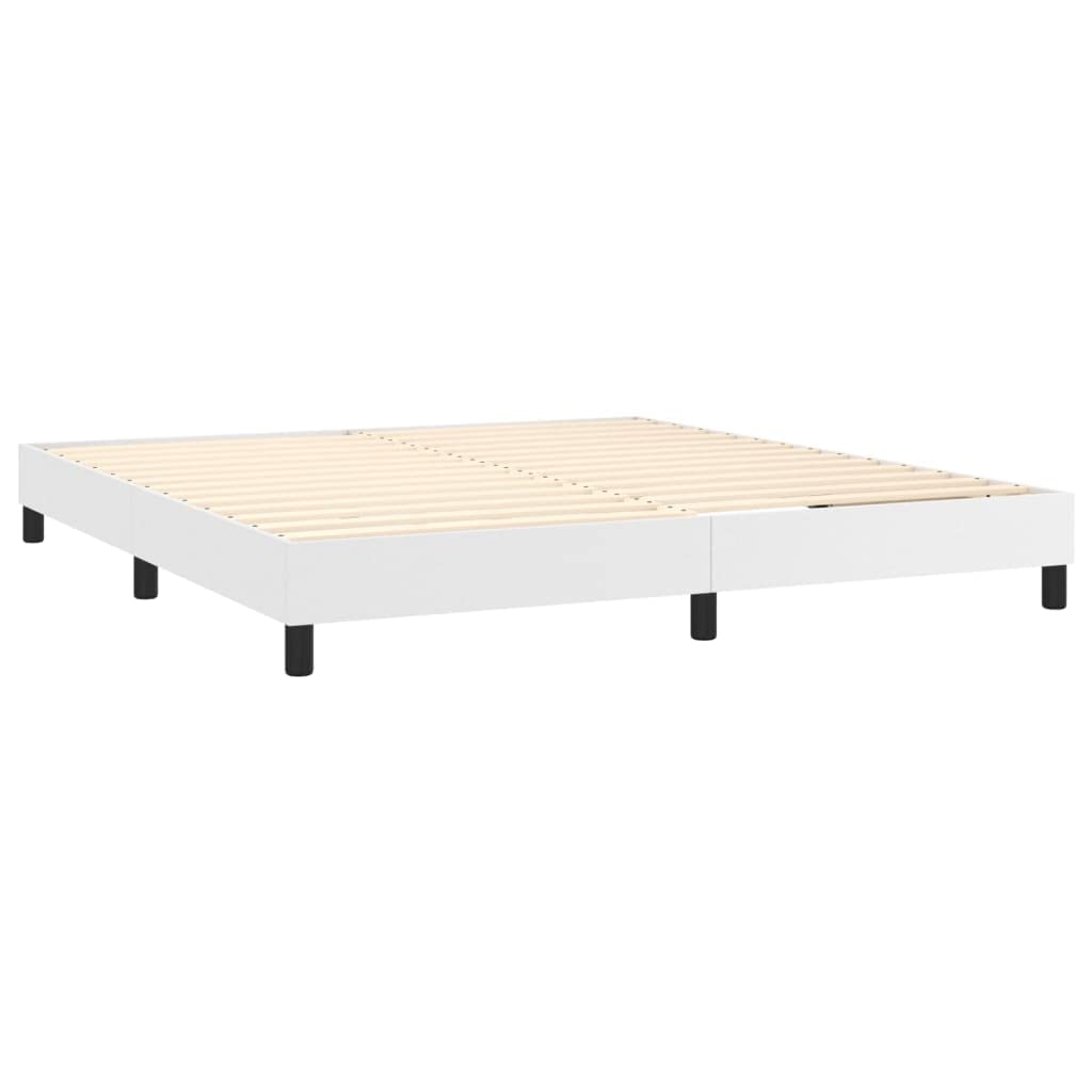 vidaXL Boxspringbett Weiß 160x200 cm Kunstleder mit Matratze LED